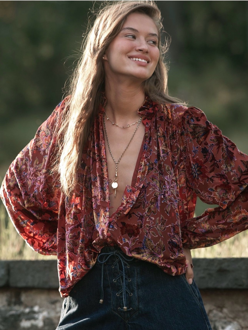 NWOT Anthropologie The Estela Burnout Sheer Printed Blouse Size XS